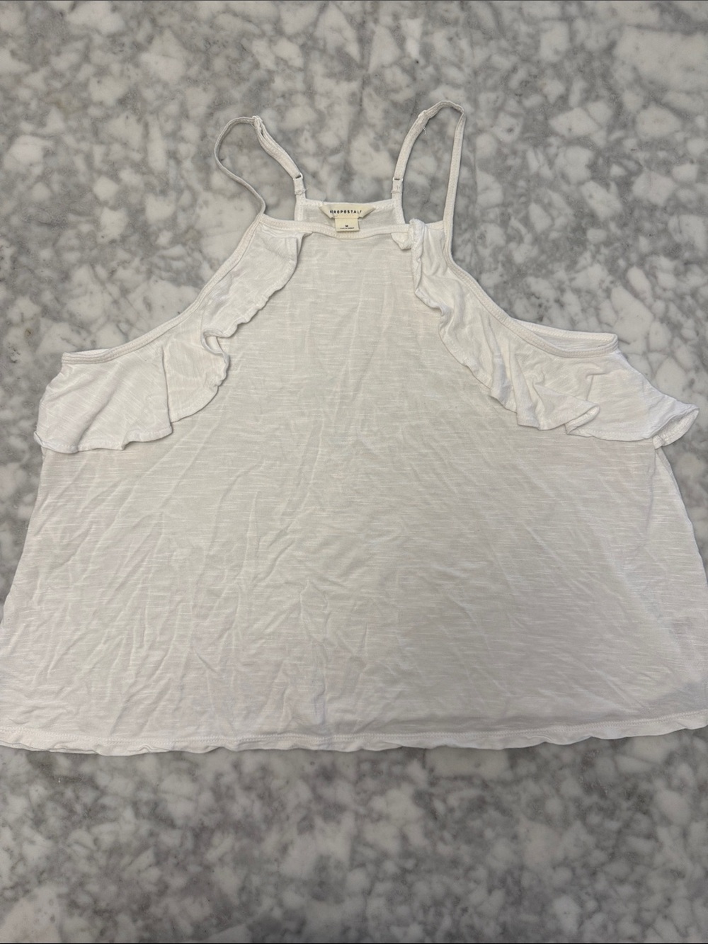 Aeropostale White Ruffle Cold-Shoulder Camisole Top